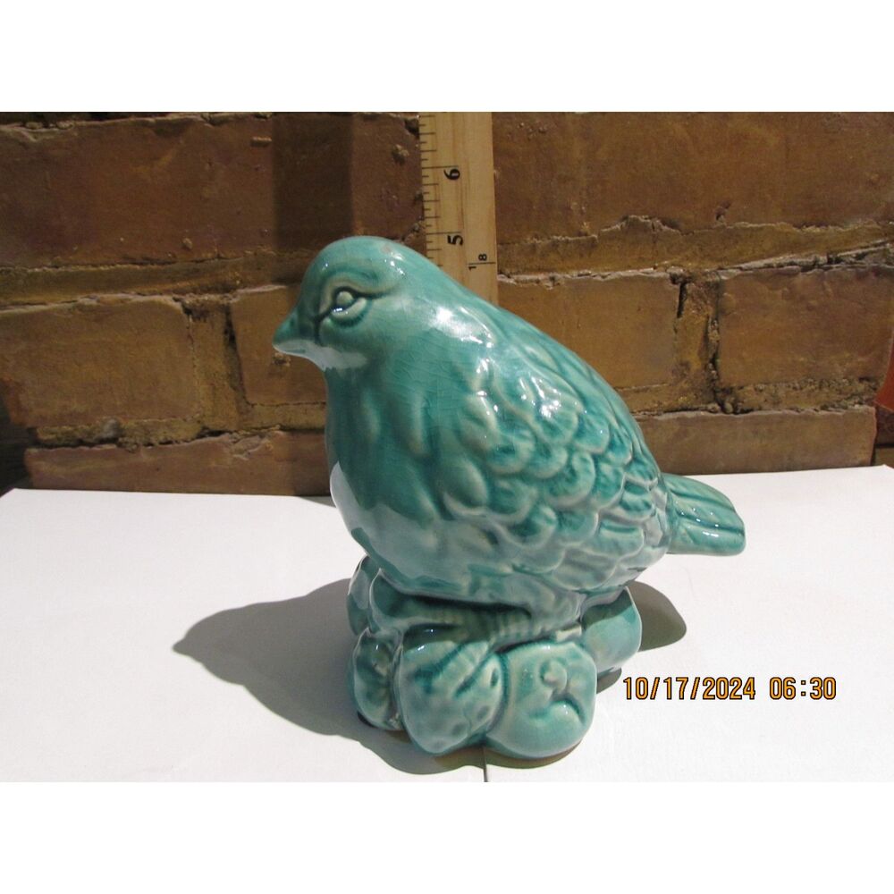BLUE TURQUOISE BIRD FIGURINE HOME DECOR STATUE - Picture 3 of 8